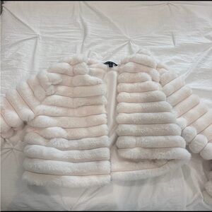 Blue Blush Cream Faux Fur Jacket